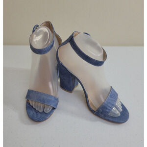 Yoki Friday Blue Open Toe Block Heel Ankle Strap Pumps High Heels Women's Size 9